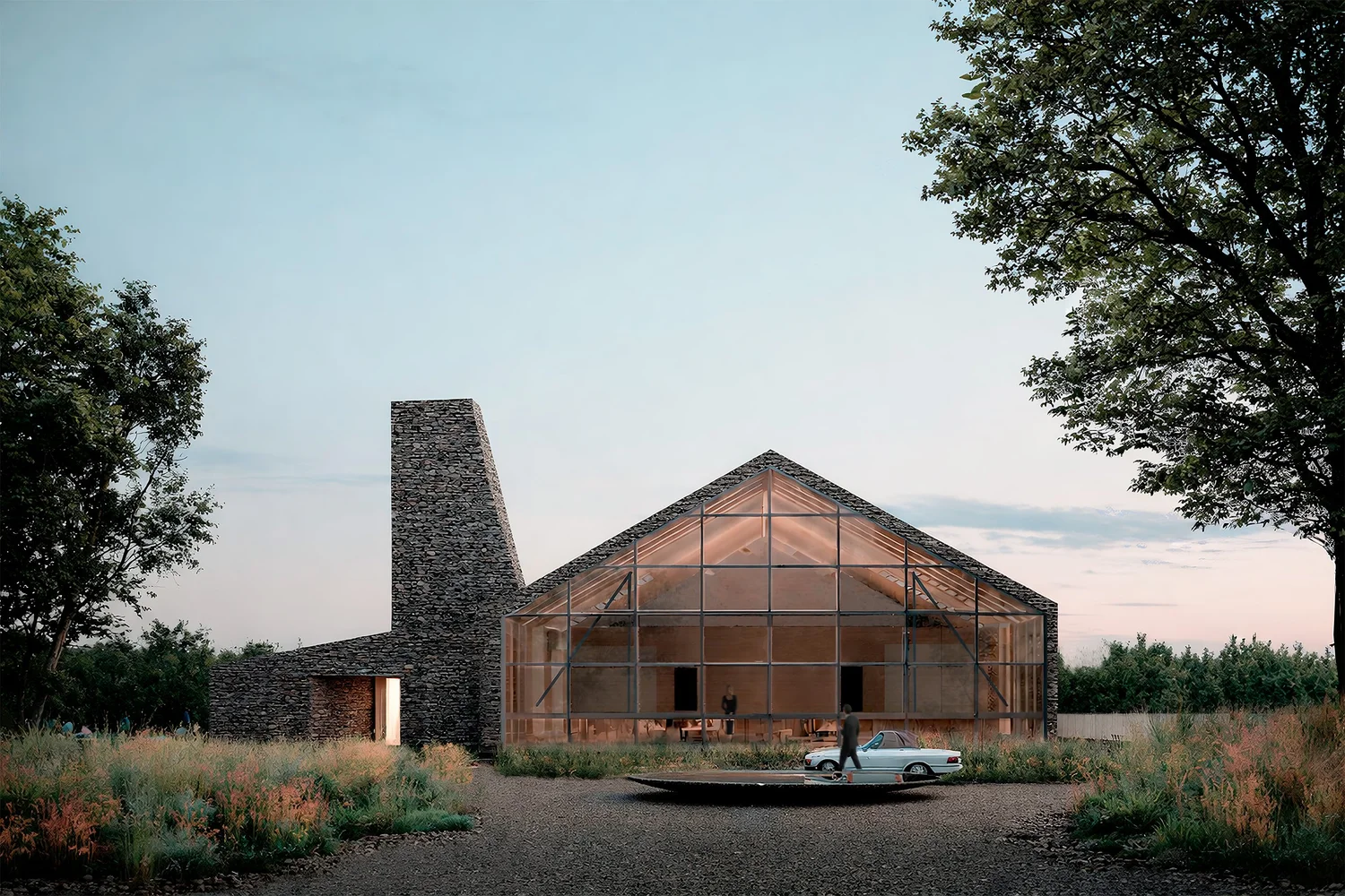 Arrival to building, rendering by Michan Architecture