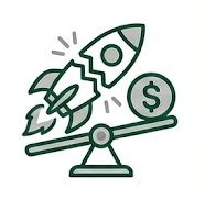 Rocket and money balance icon