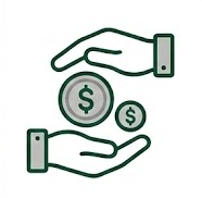 Hands exchanging money icon