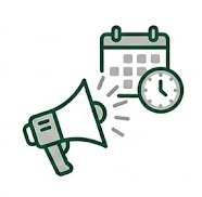 Megaphone with calendar and clock icon