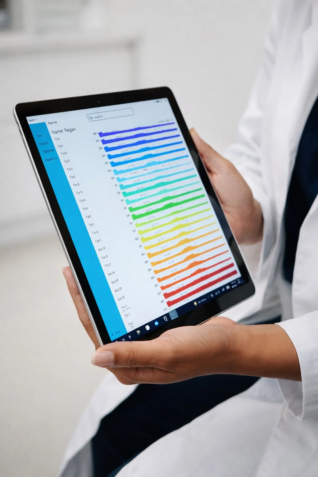 Clinician reviewing personalized PrTMS brain mapping data for depression treatment protocol