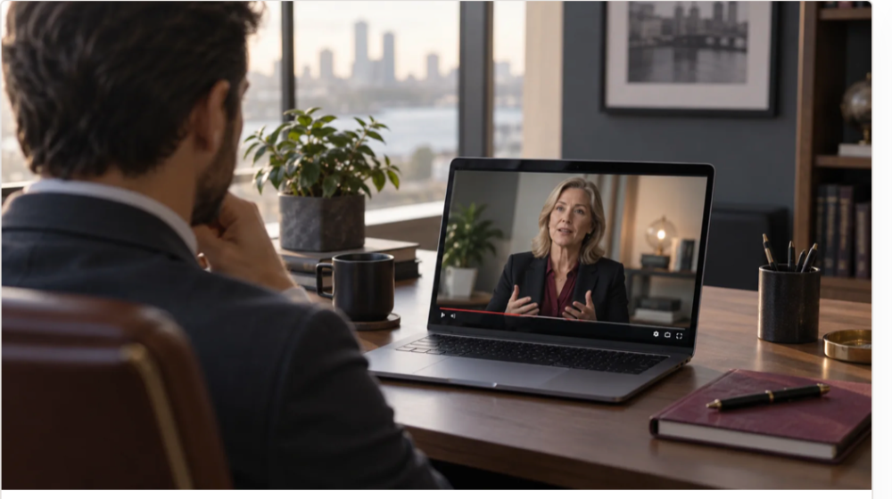 Client watching the Business Resiliency Overview on a laptop