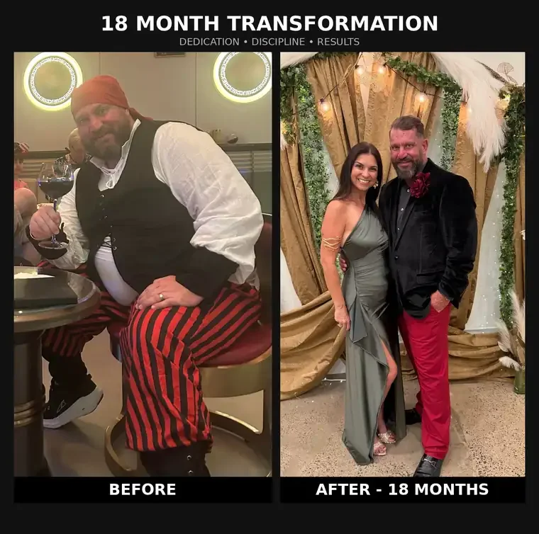 Troy before and after his 18-month transformation