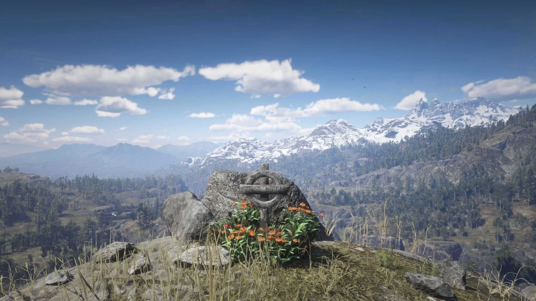 Arthur Morgan's grave overlooking the world in Red Dead Redemption II