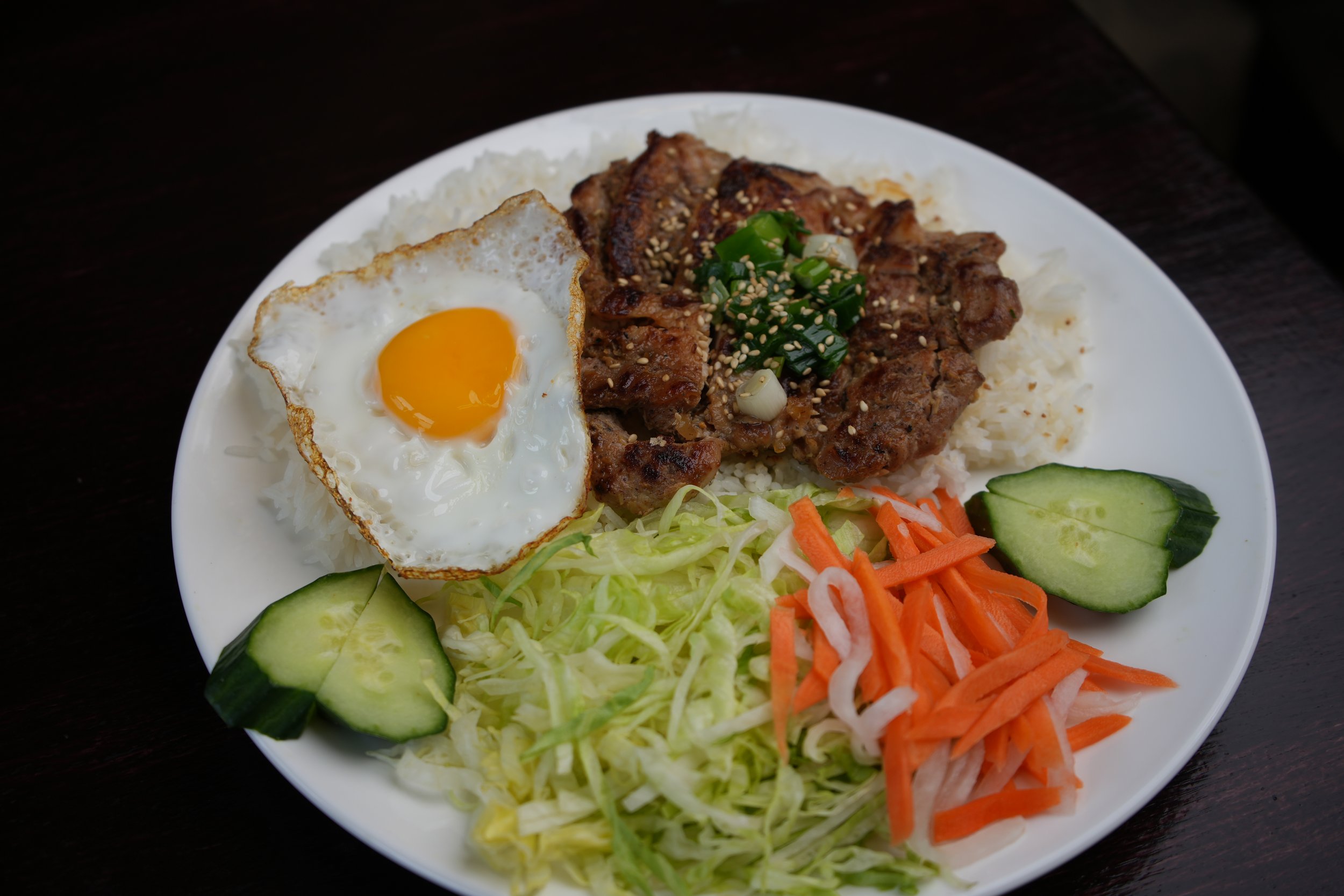 Includes fried egg (sunny-side up)