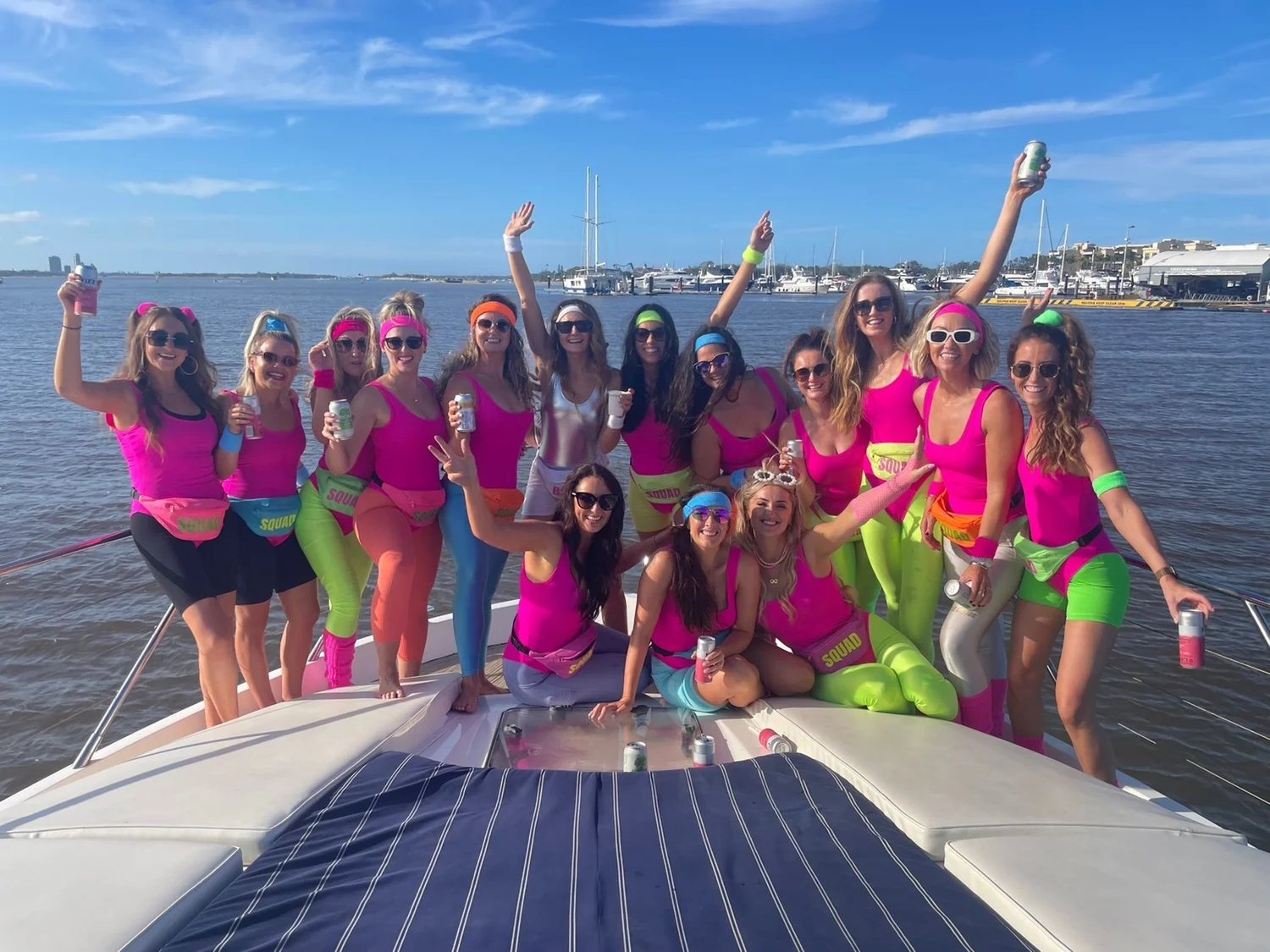 Neon-themed hens party on private yacht Gold Coast