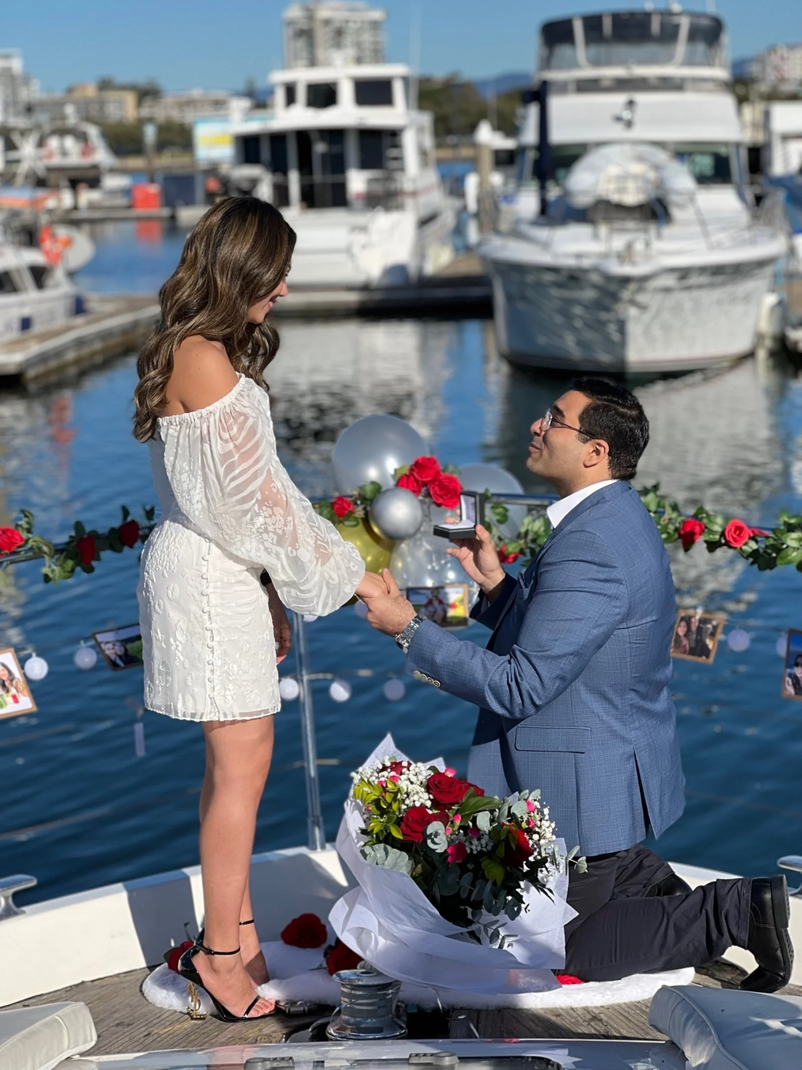 Romantic boat proposal on the Gold Coast