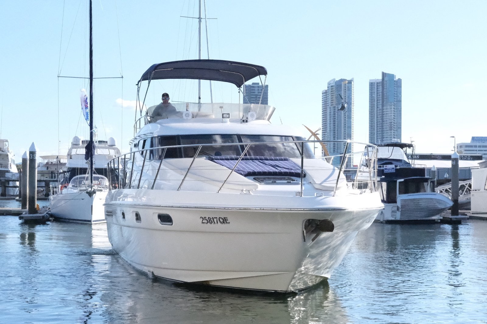 Inspiration yacht docked at Mariners Cove Marina on the Gold Coast
