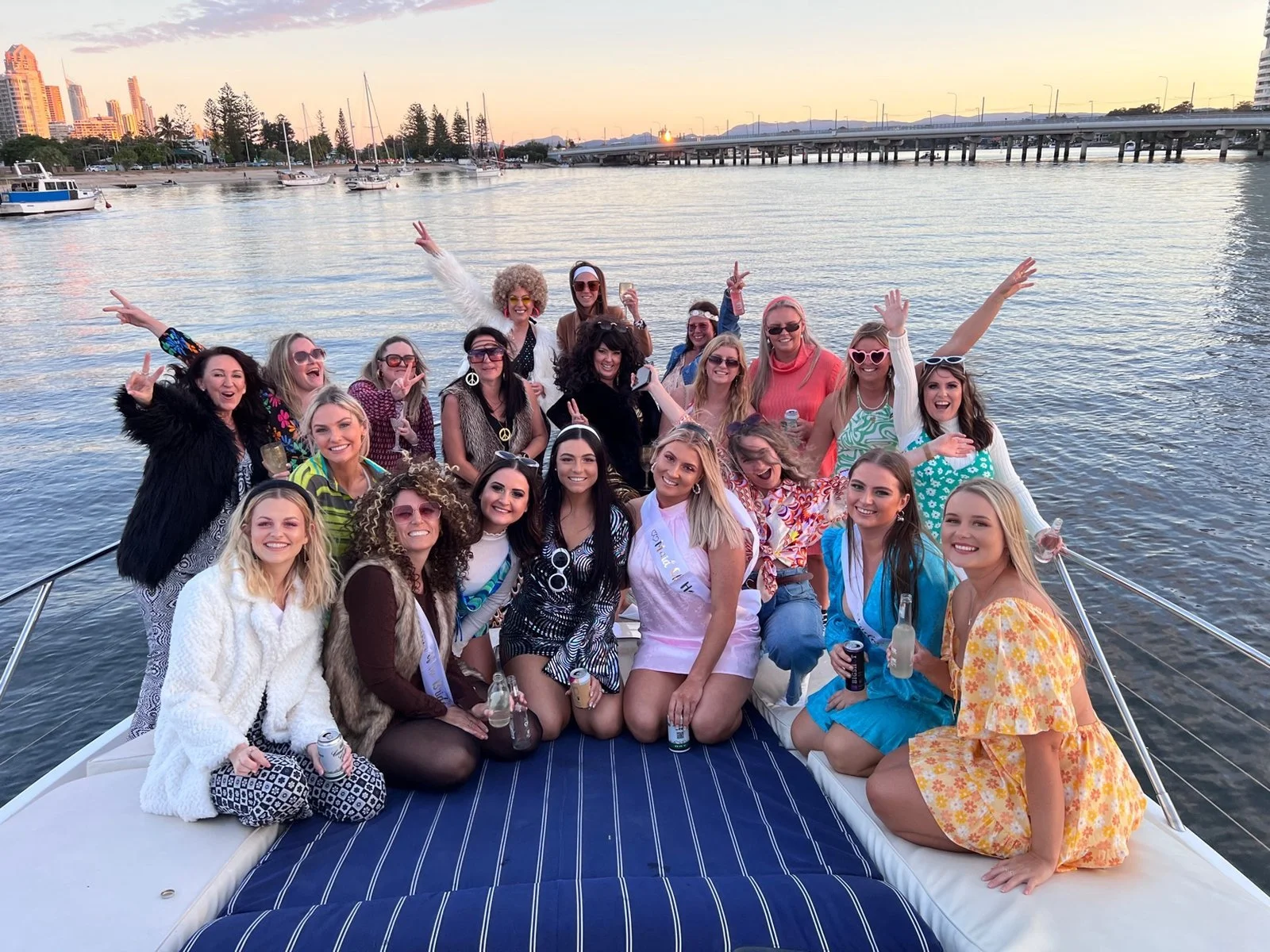 Hens party group on yacht with Inspiration Cruises