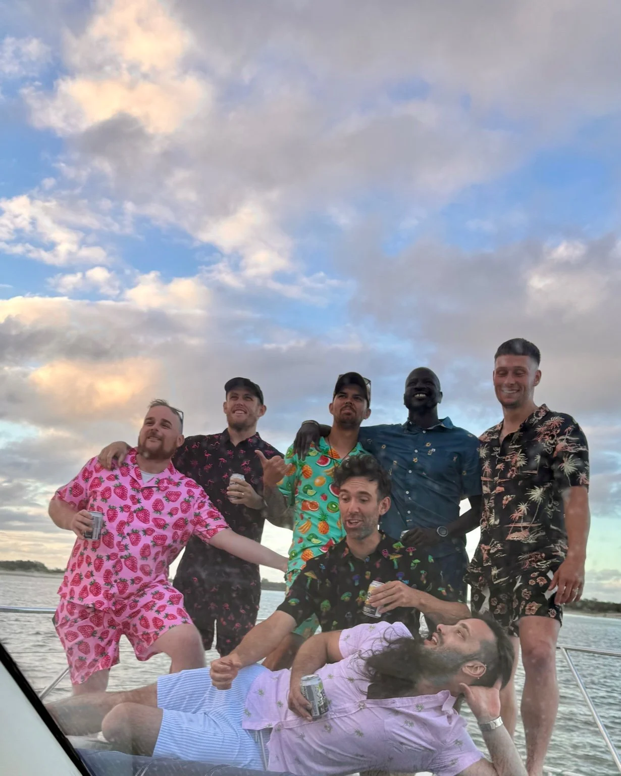 Bucks party group in matching outfits on the Gold Coast