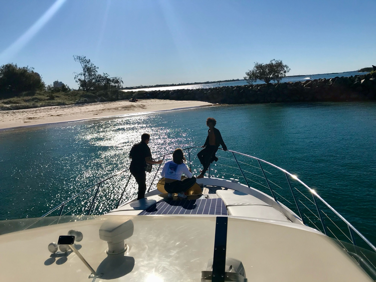 Guests enjoying a private yacht charter aboard Inspiration