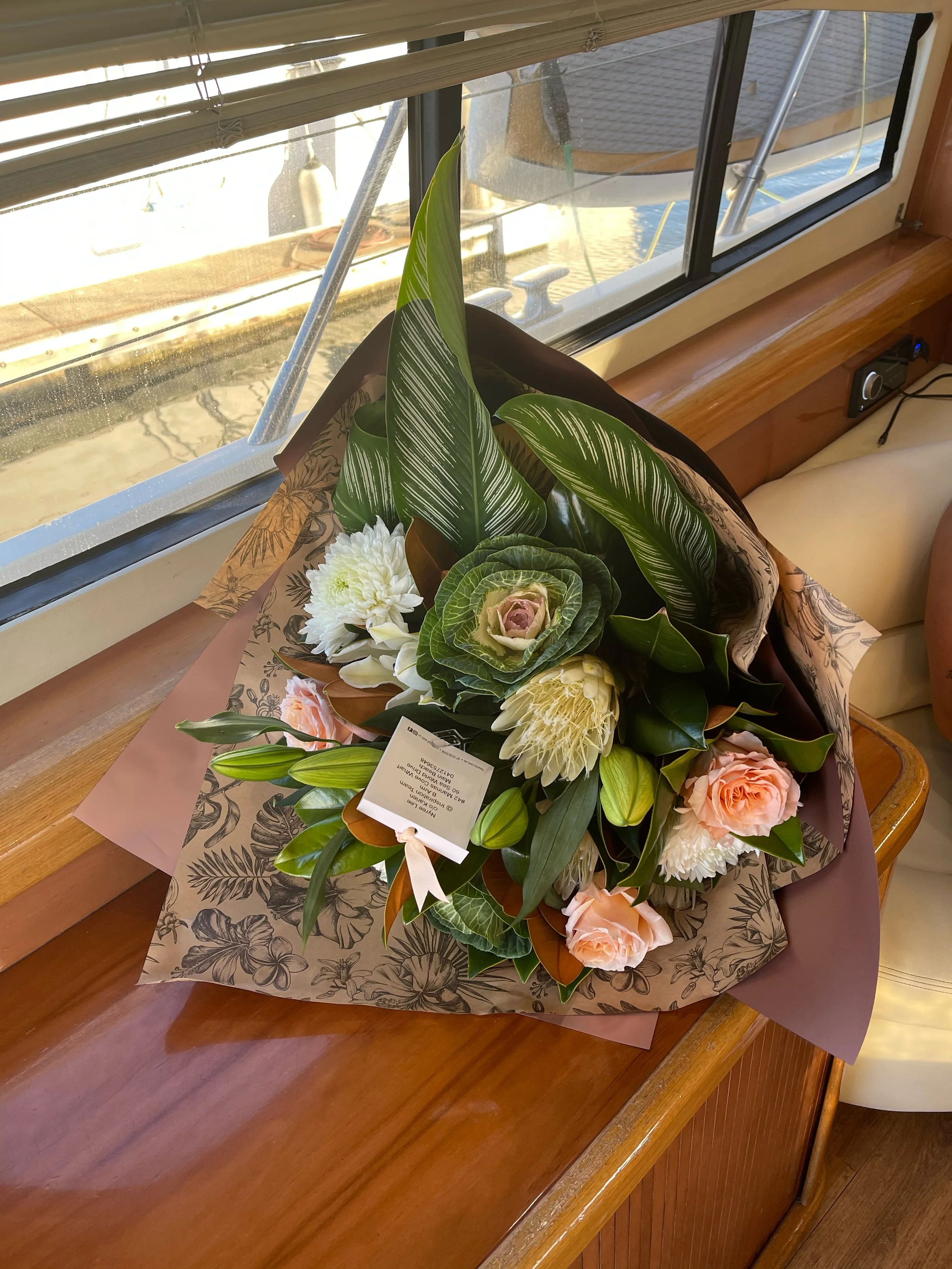 Memorial bouquet onboard Inspiration Cruises