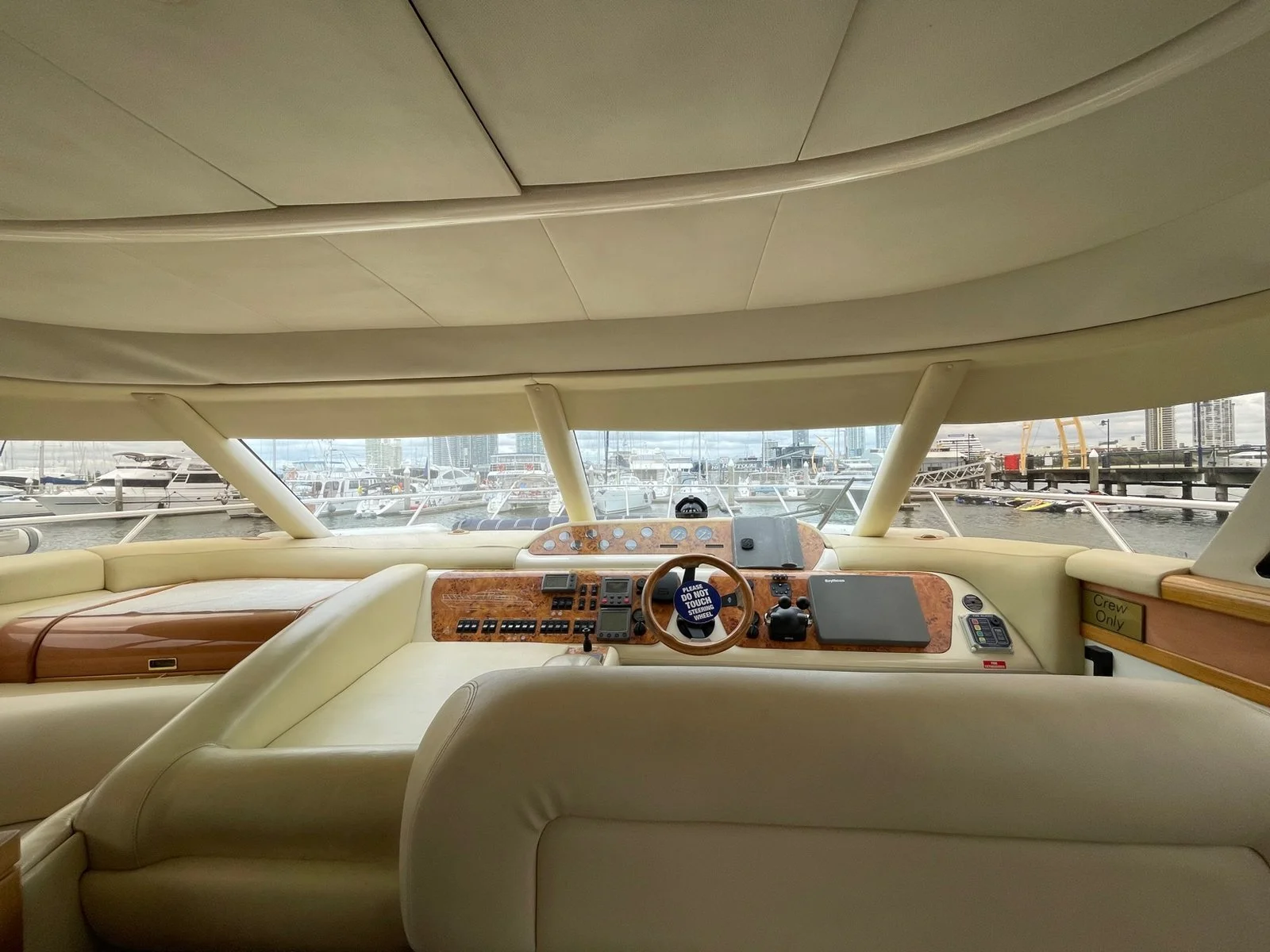 Helm view inside Inspiration yacht