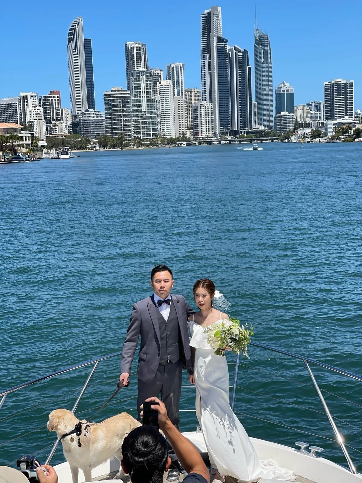 Wedding style moment with Gold Coast city backdrop