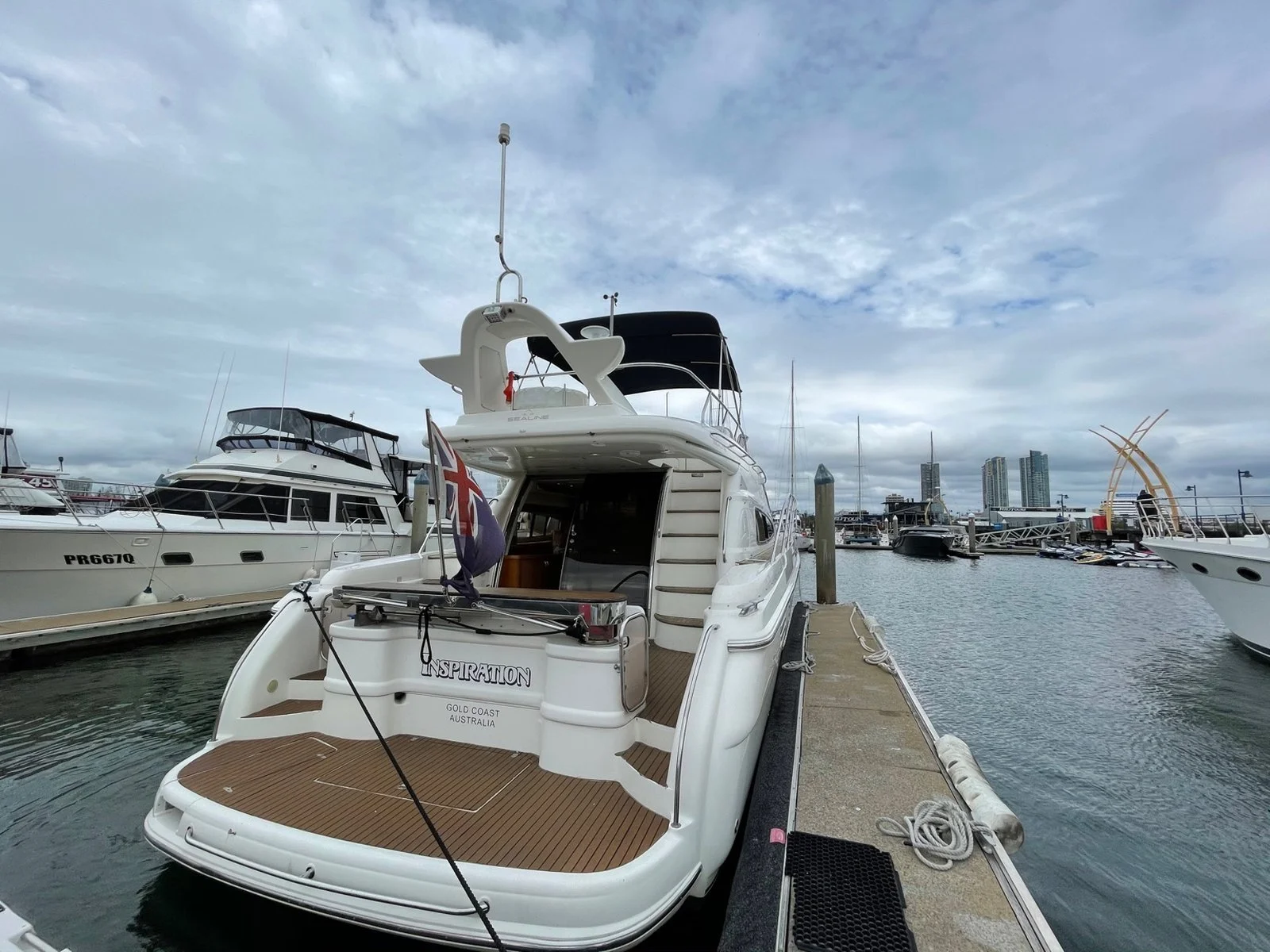 Rear swim platform and stern of Inspiration Cruises yacht
