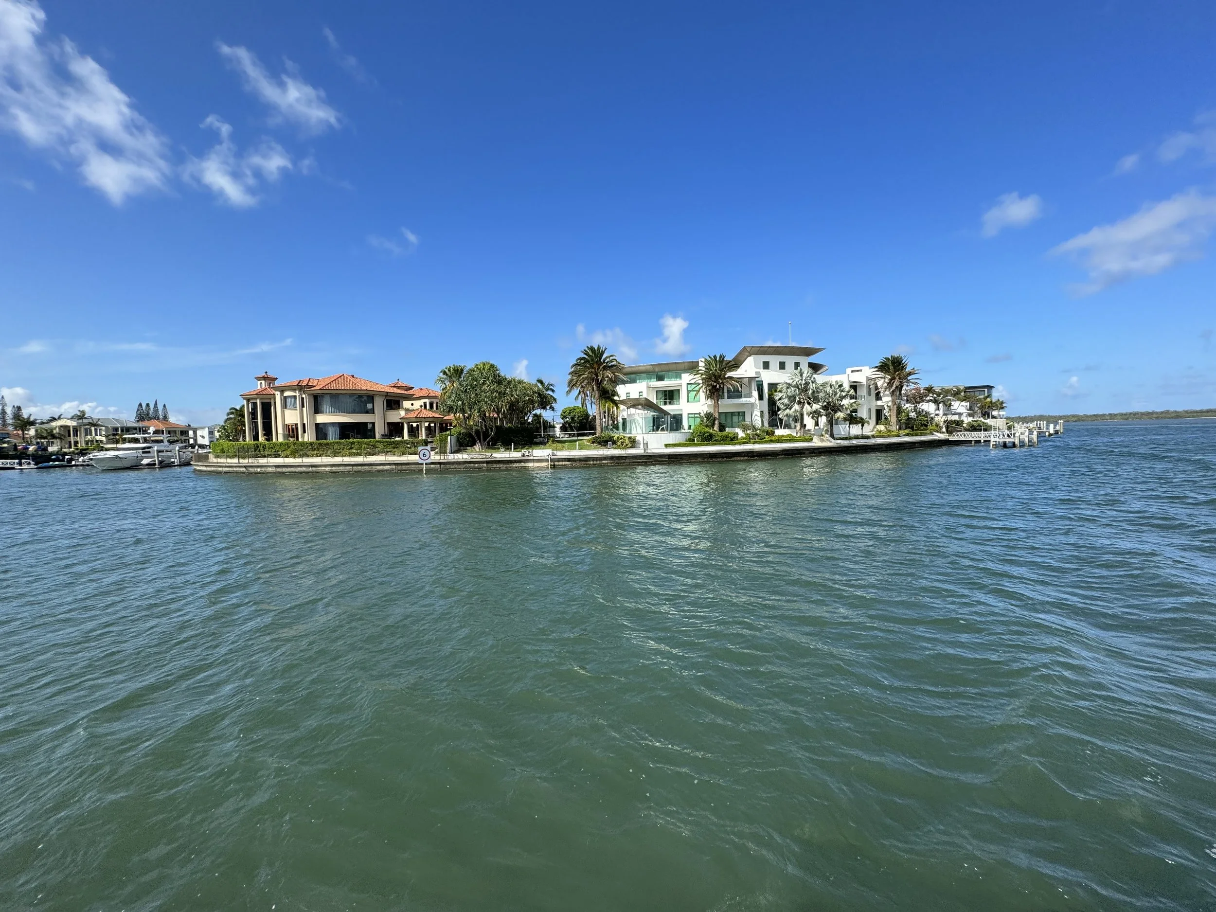 Sovereign Islands luxury gated waterfront mansions by yacht