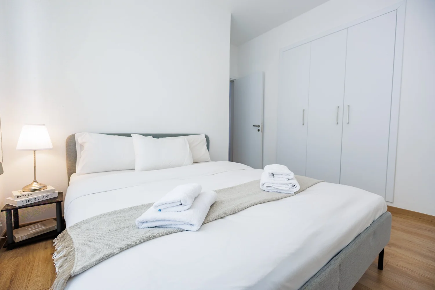 Antoinette Court — Double bed and built-in wardrobe
