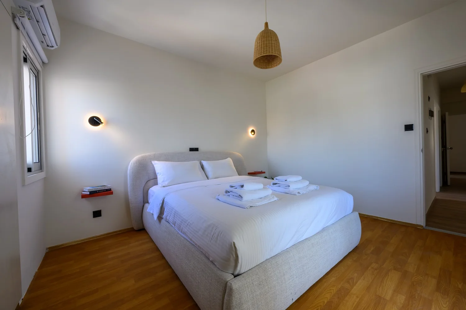 Calian Court — Bedroom three — wall lights and air conditioning