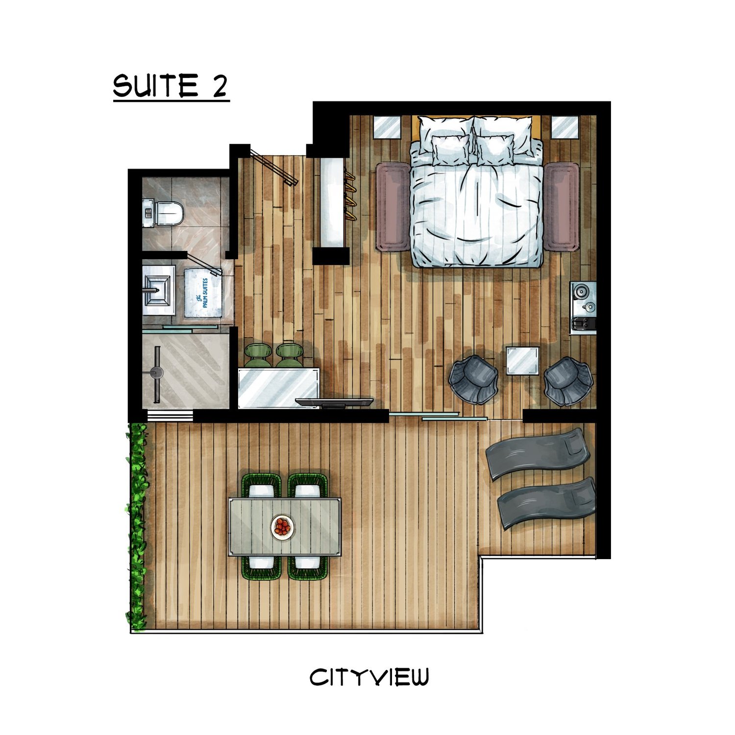 Floor plan of The Palm Suites Suite 2