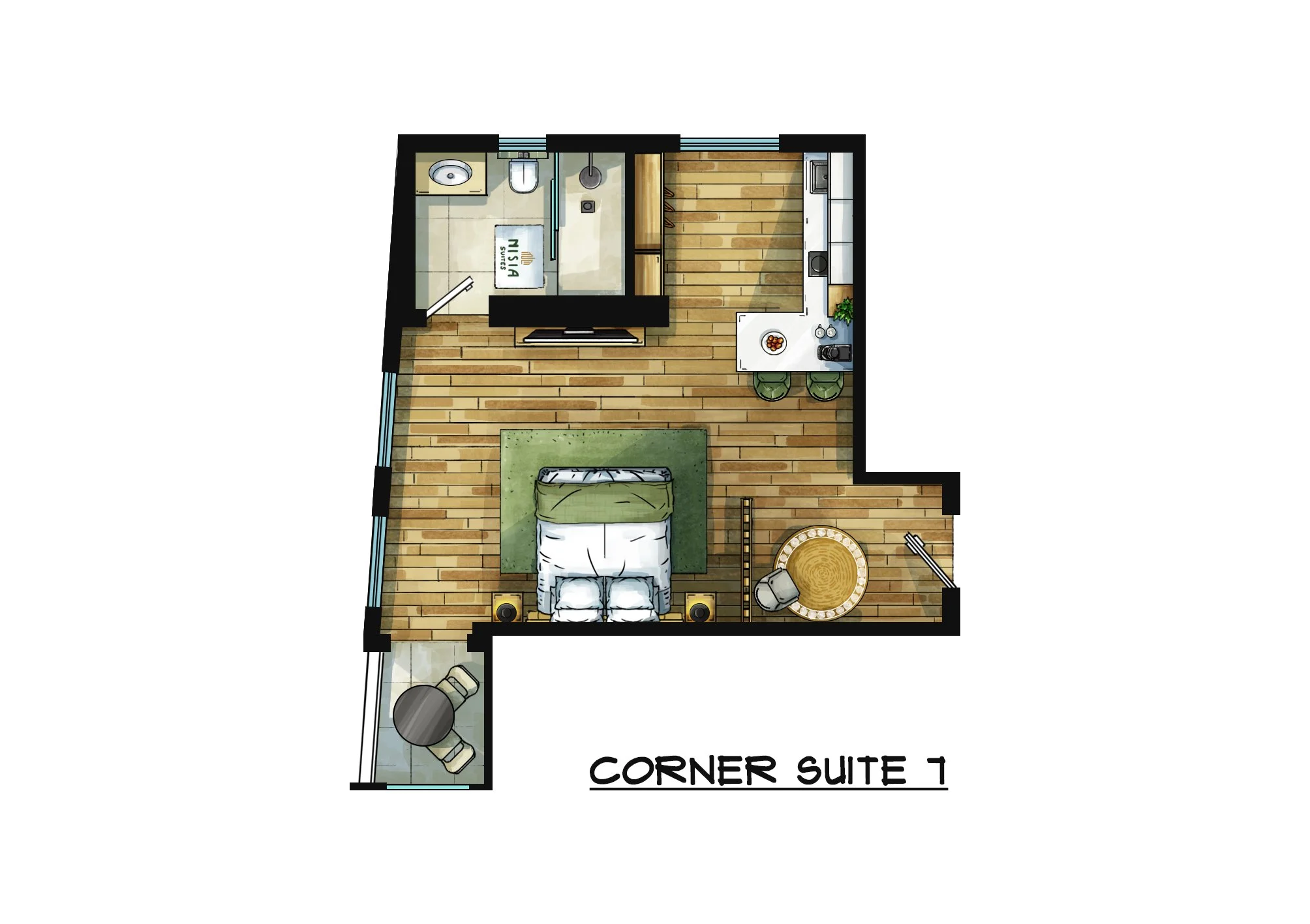 Floor plan of Nisia Corner Suite 7
