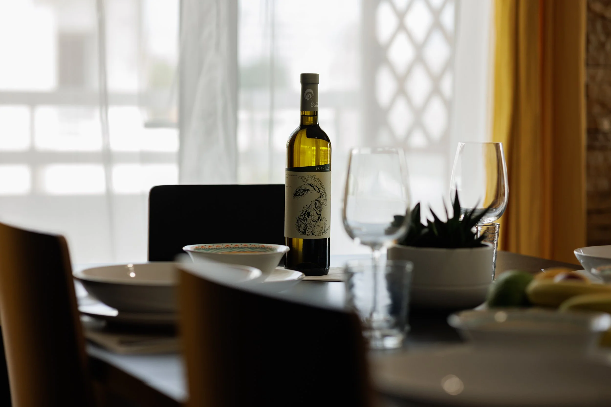 Dining detail with wine