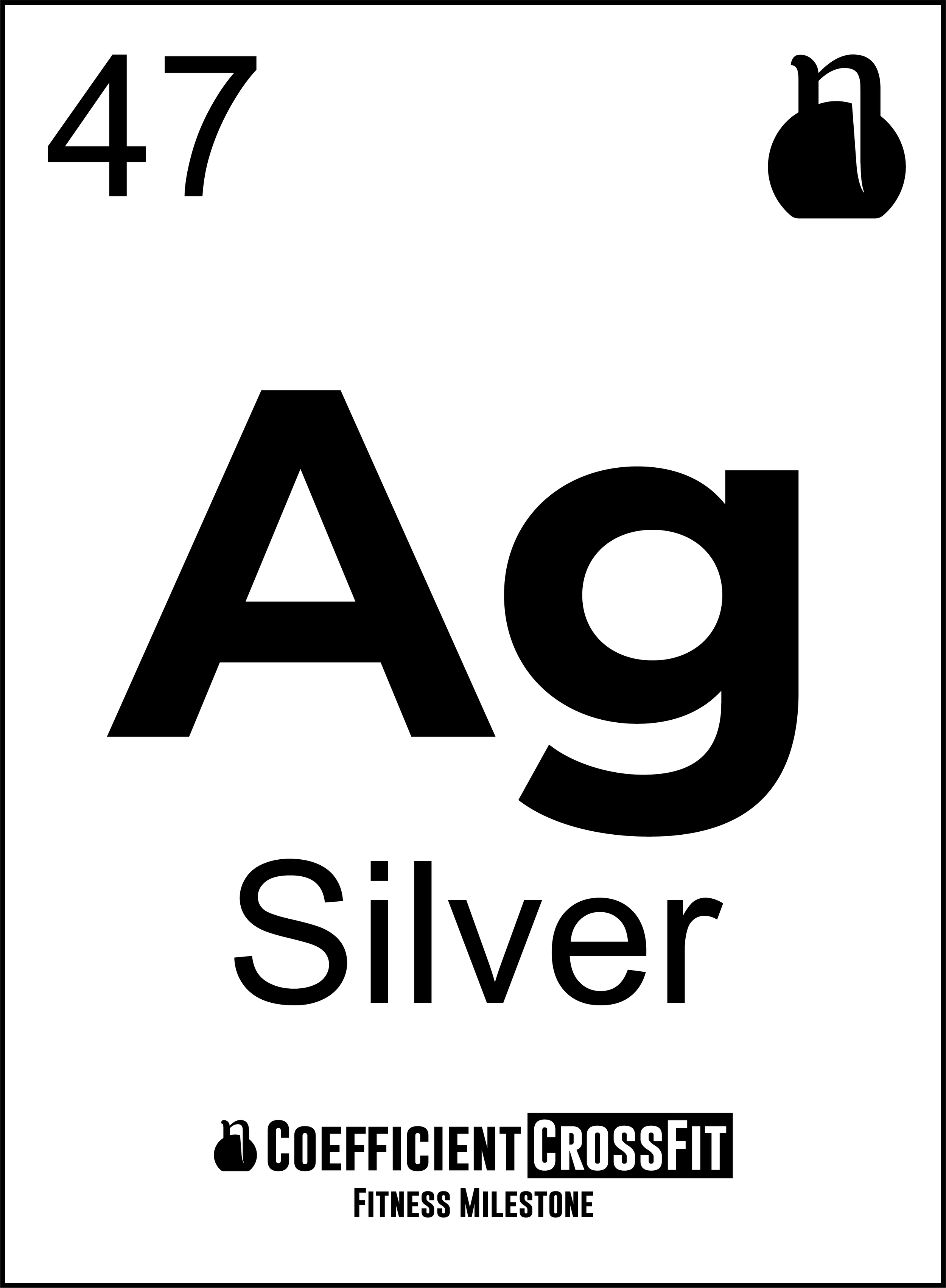 Silver, Ag 47: Coefficient CrossFit Fitness Milestone card