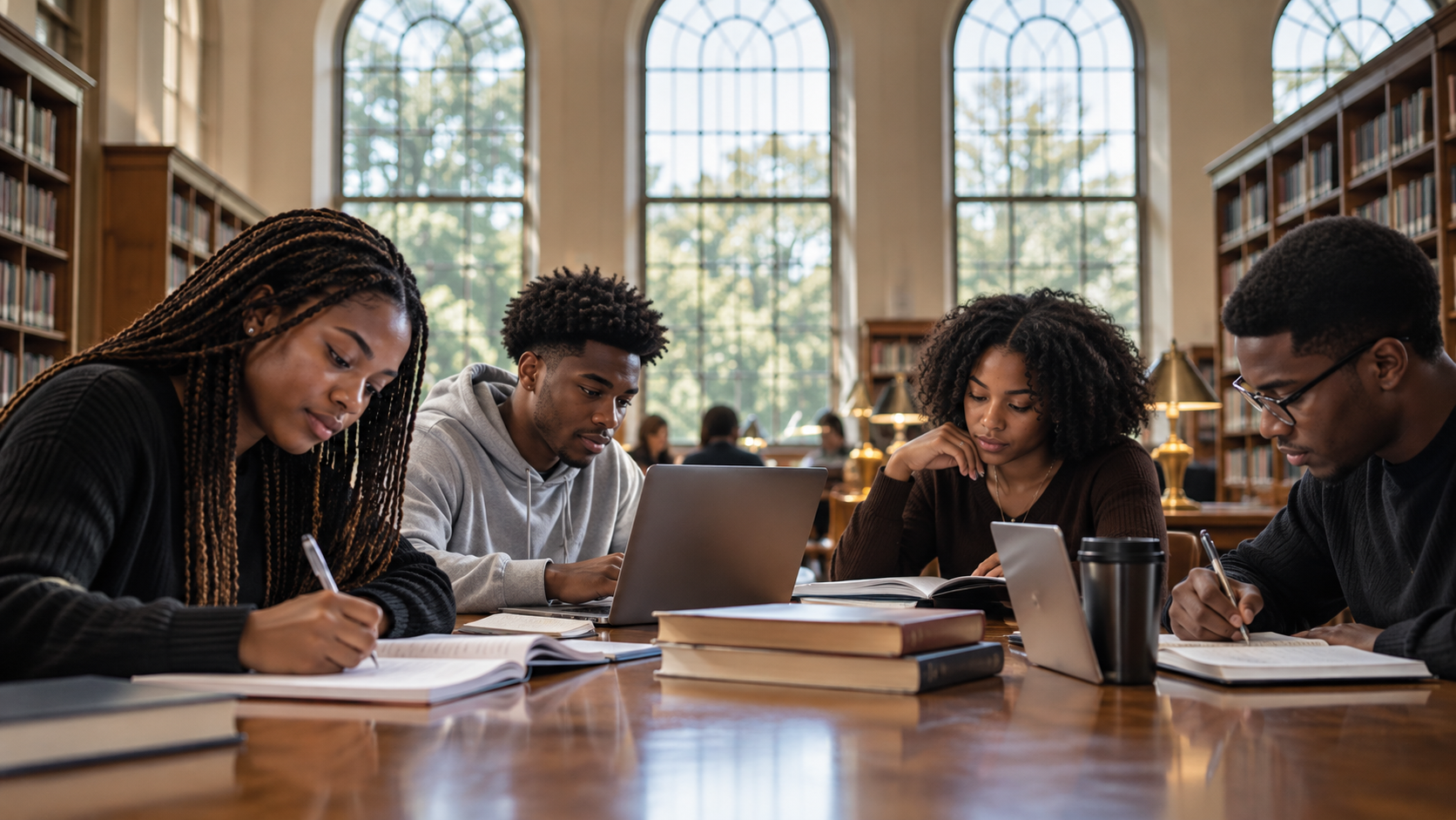 Students studying together