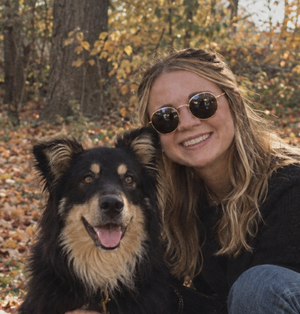 Emily Baczynski with Ina, her rescue dog