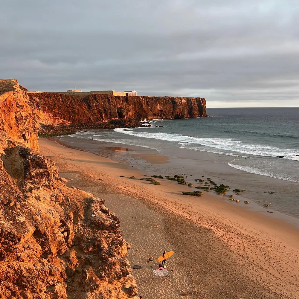 Portuguese beach coast at sunset