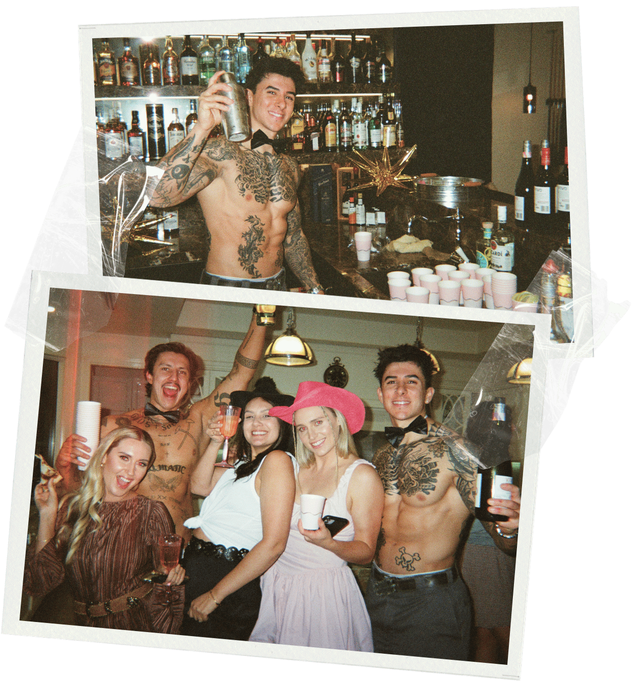 Topless waiters Adelaide pouring drinks at a hens party