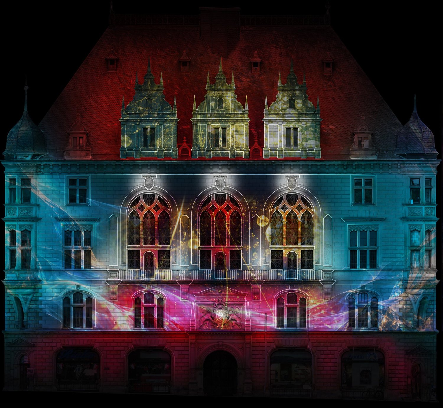 Visualisierung der Illuminationsshow am Stadthaus