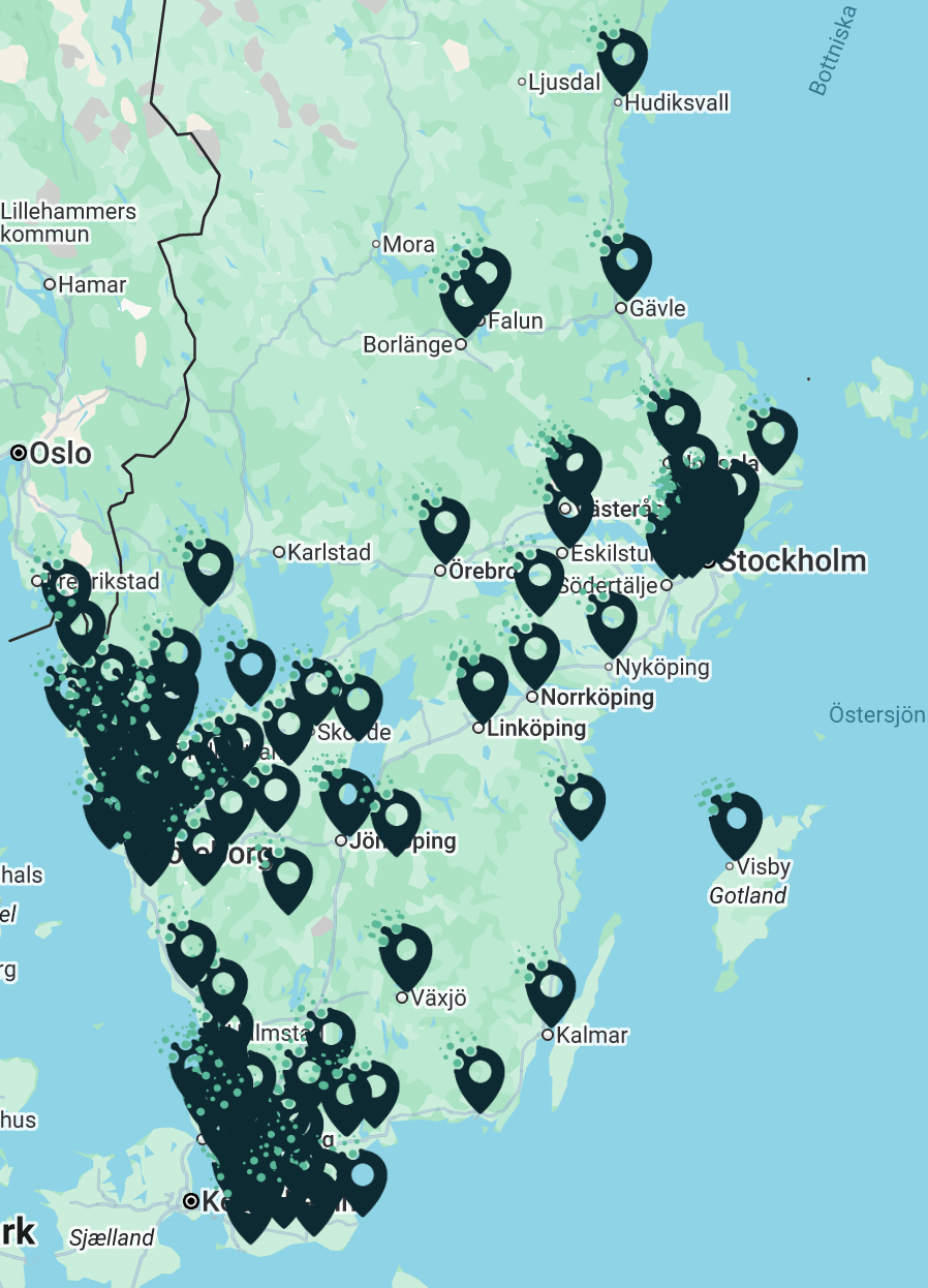 Karta över Läkarhuset i Sverige