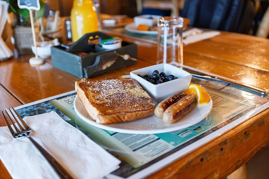 Breakfast served in the main lodge at Cat Island Lodge