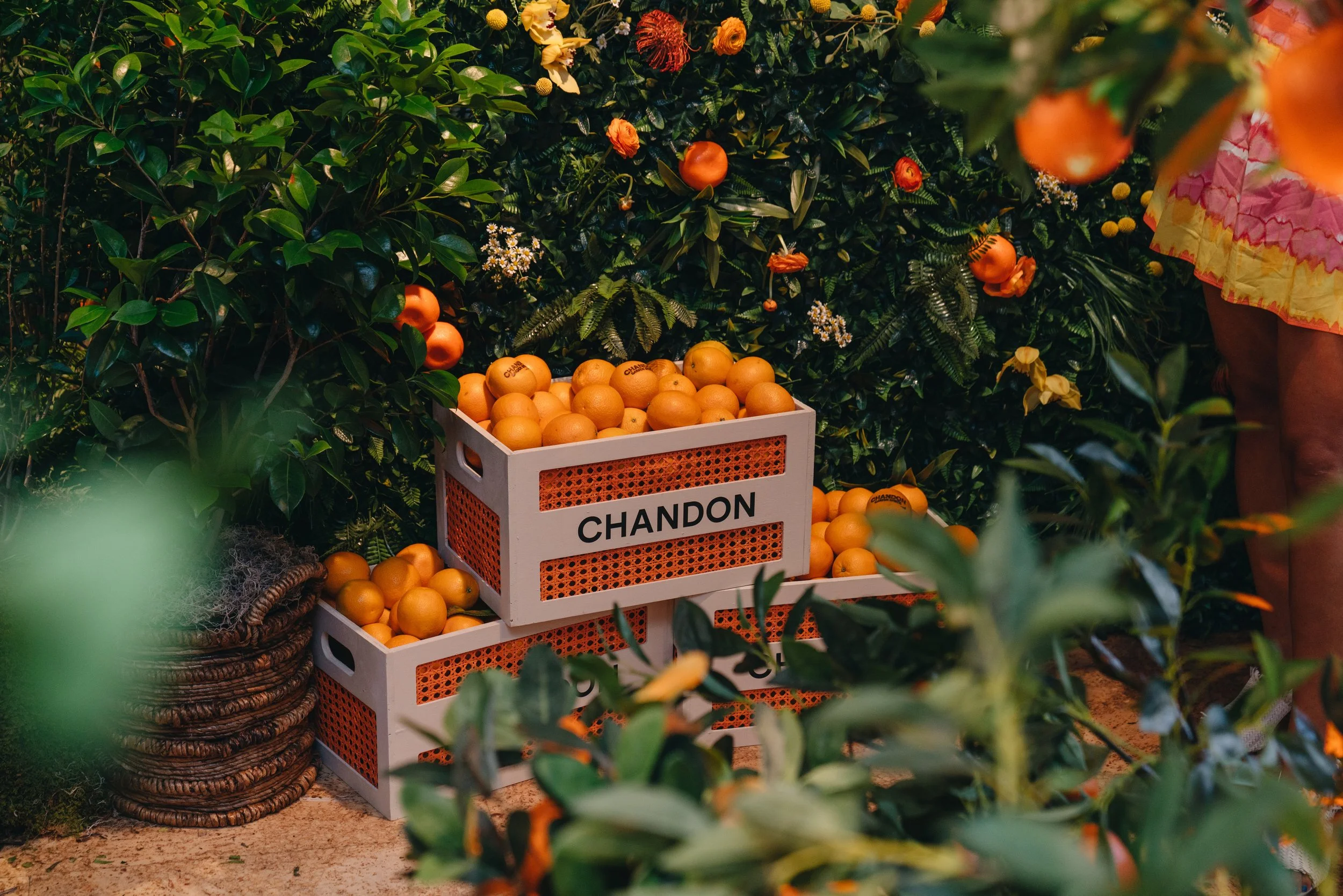 Floral system — oranges in crates