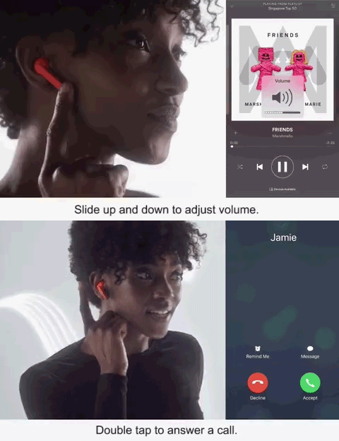TicPods Free — interaction concept