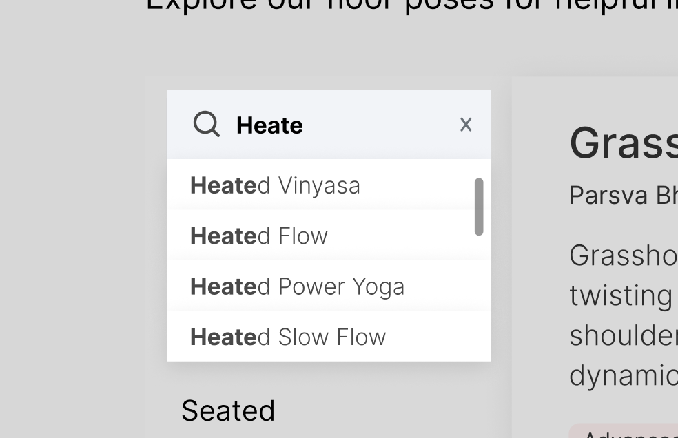 Wireframe showing controlled vocabulary search
