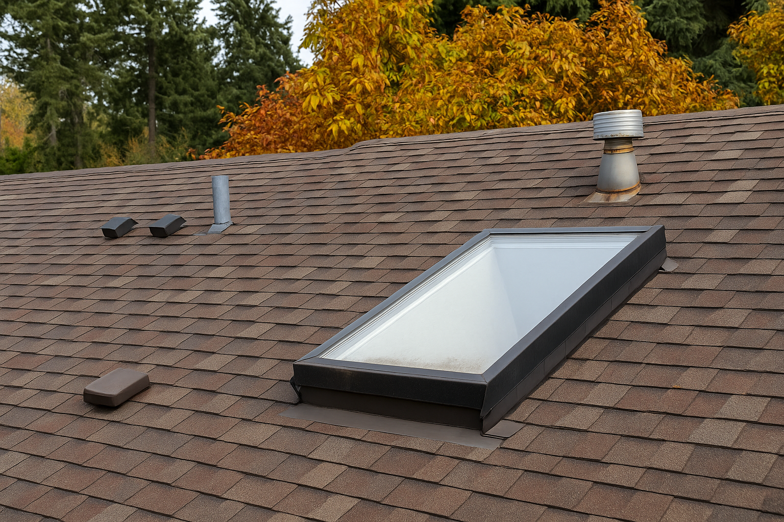 Skylight installation in a roofing system