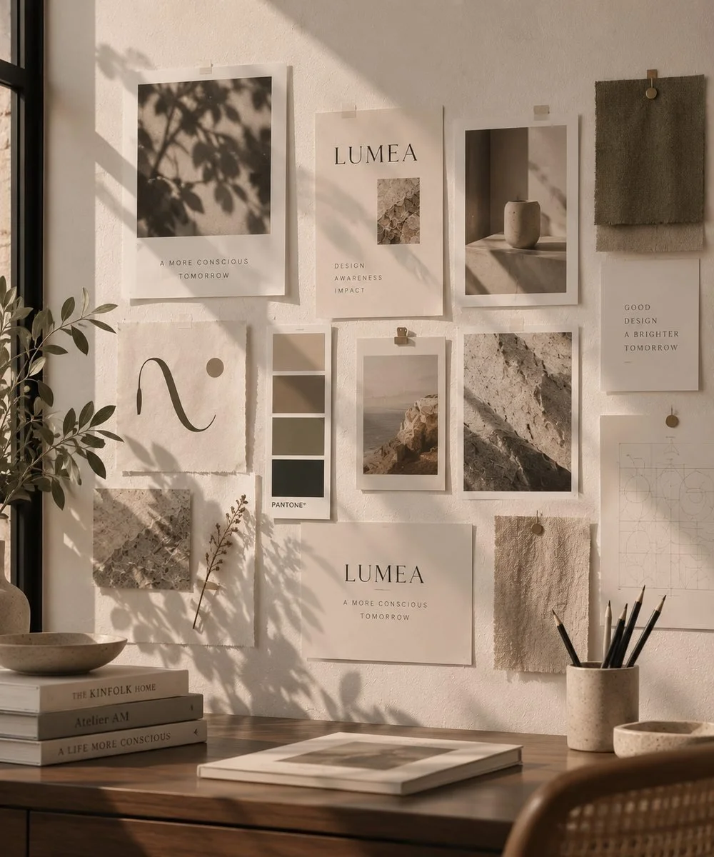 LUMEA studio moodboard wall