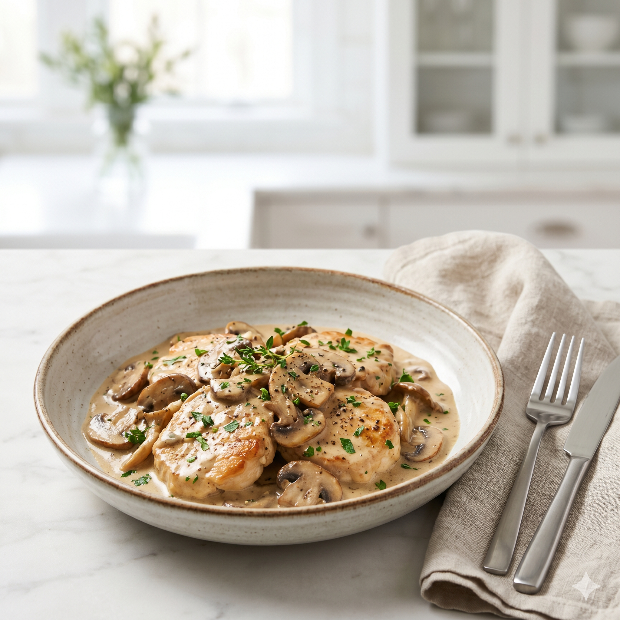 Creamy Chicken With Mushrooms & Spinach