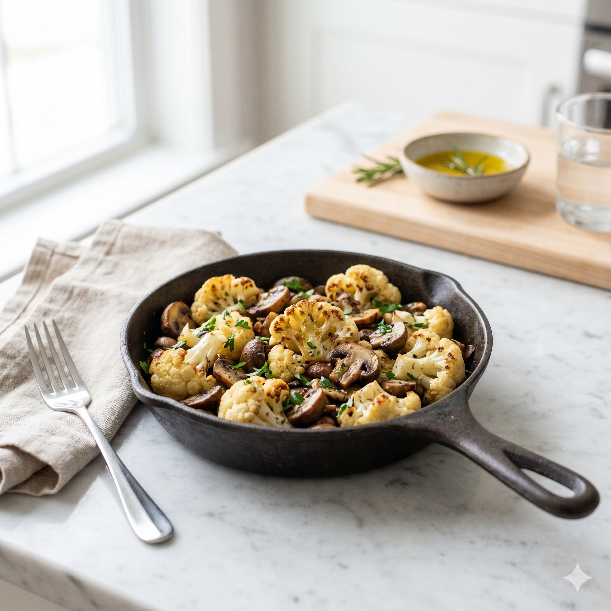 Cauliflower & Mushrooms Skillet
