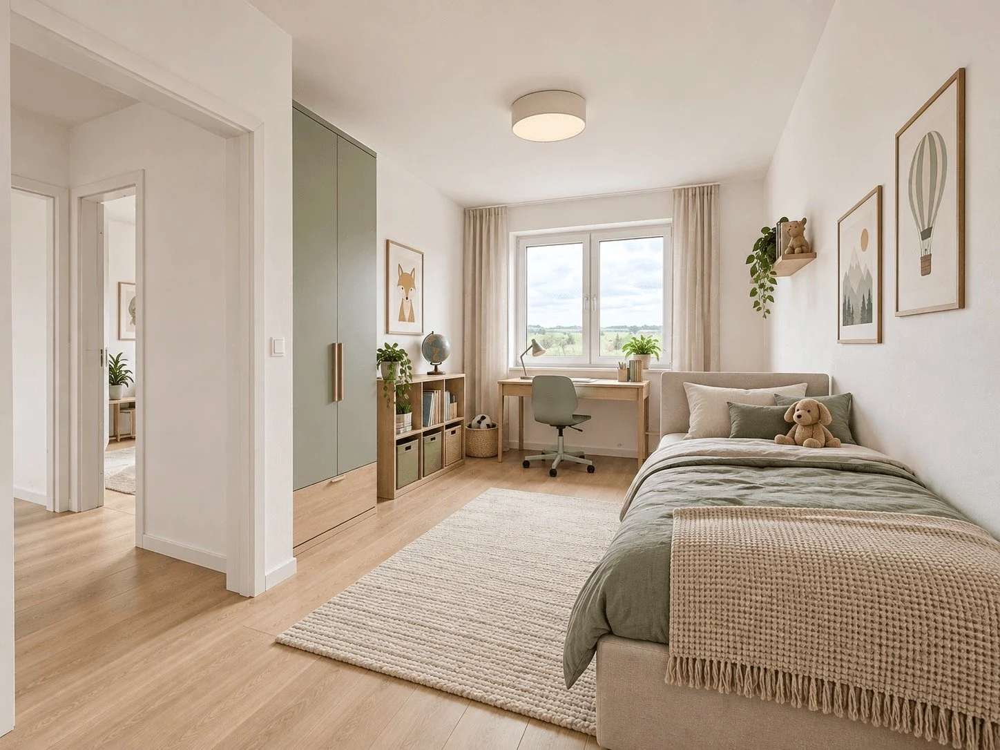 Eingerichtetes Schlafzimmer der Doppelhaushälfte
