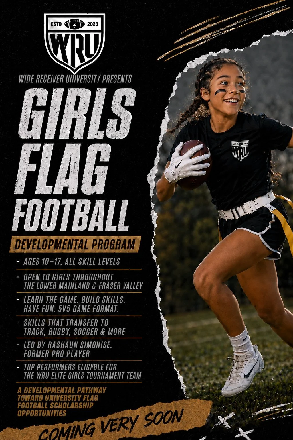 WRU girls flag football program poster