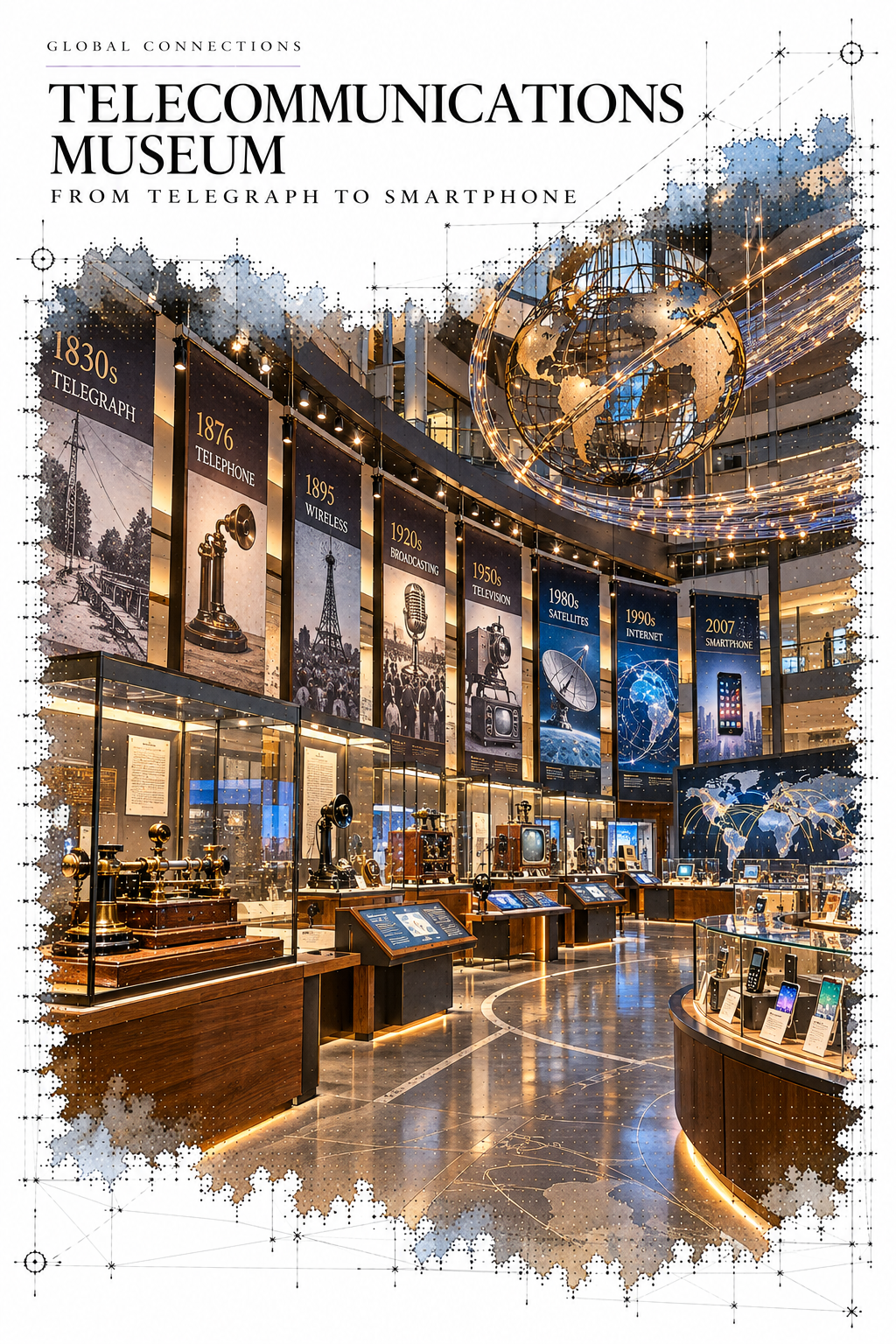 Telecommunications museum exhibit hall (telegraph to smartphone)