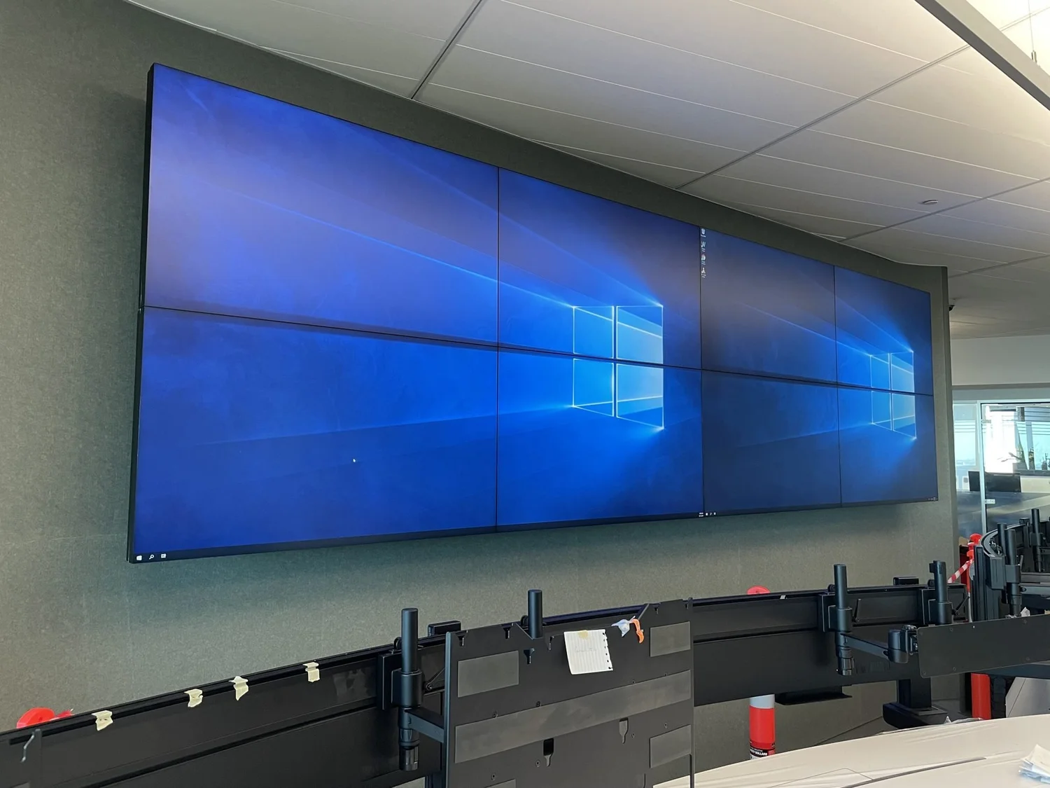 3x3 tiled LCD video wall installed in an open-plan office, Brisbane