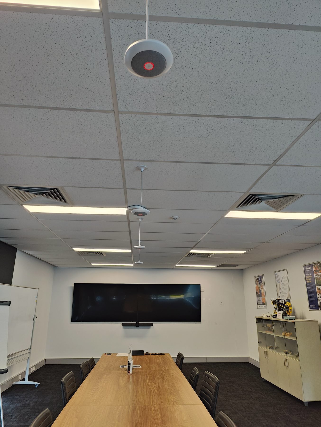 Ceiling microphone and wide display in a meeting room fit-out, Gold Coast