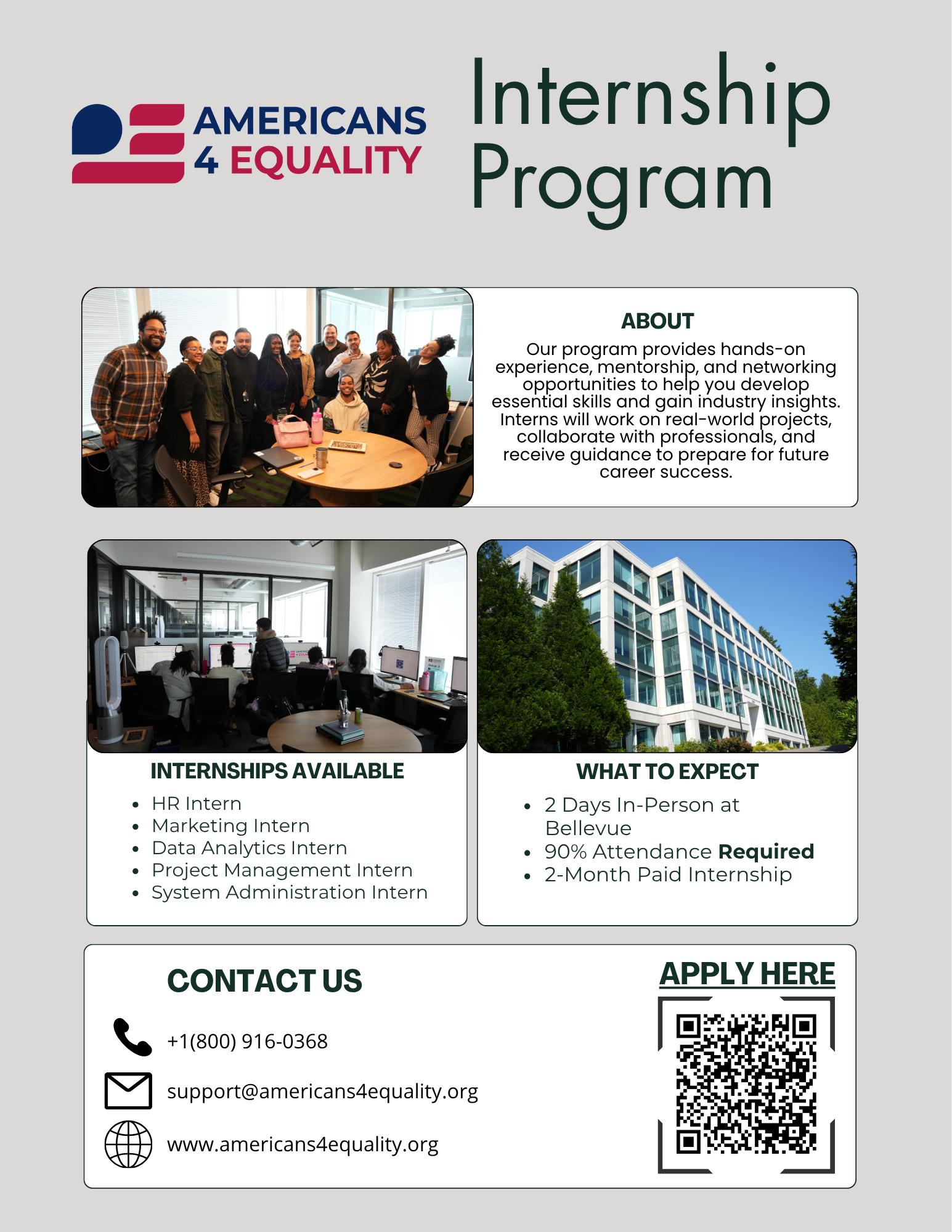 A4E Workforce Development and Internships Program Flyer