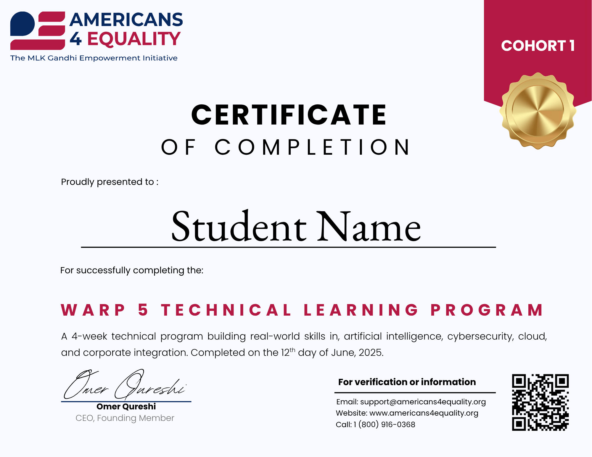 Warp 5 Certificate