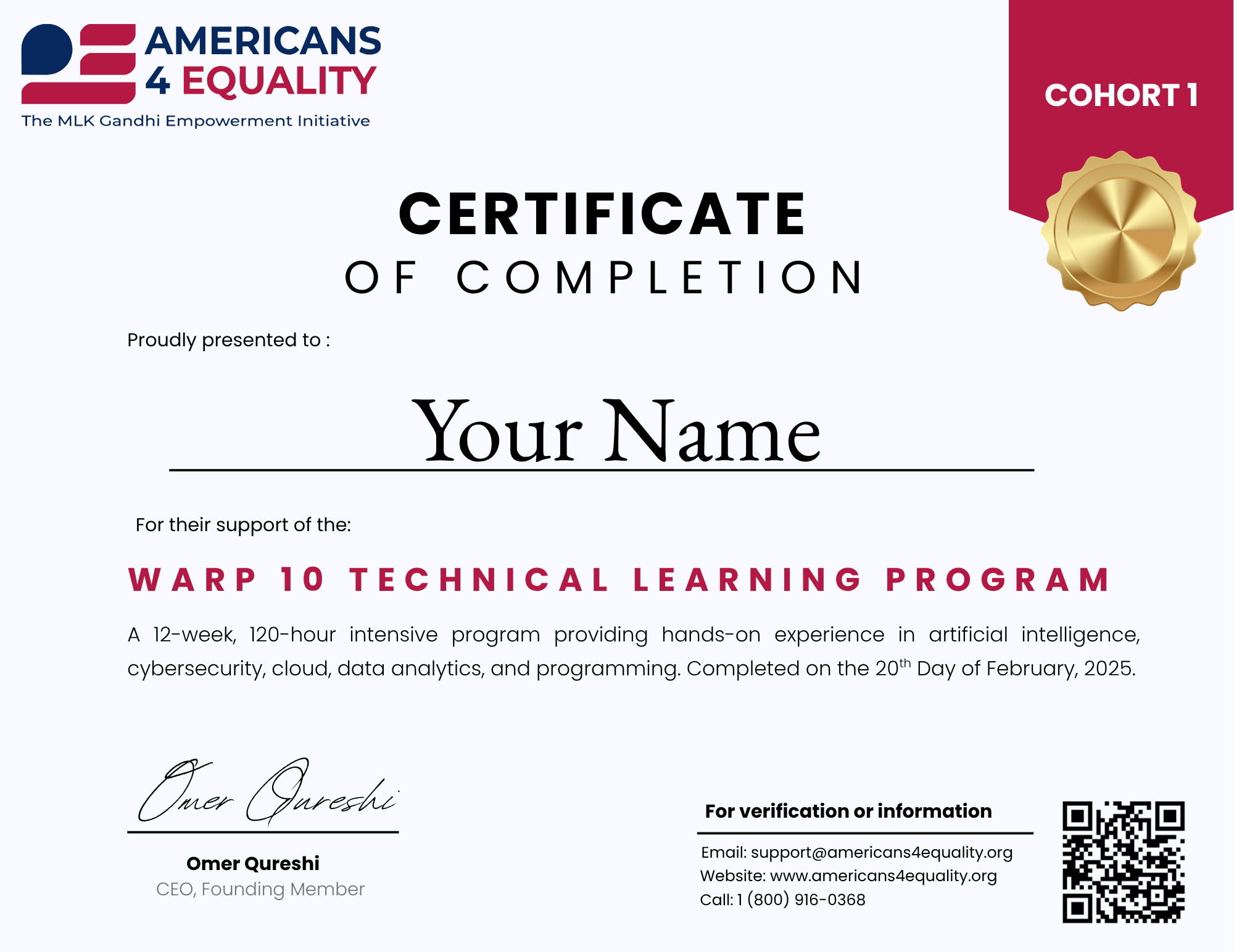 Warp 10 Certificate