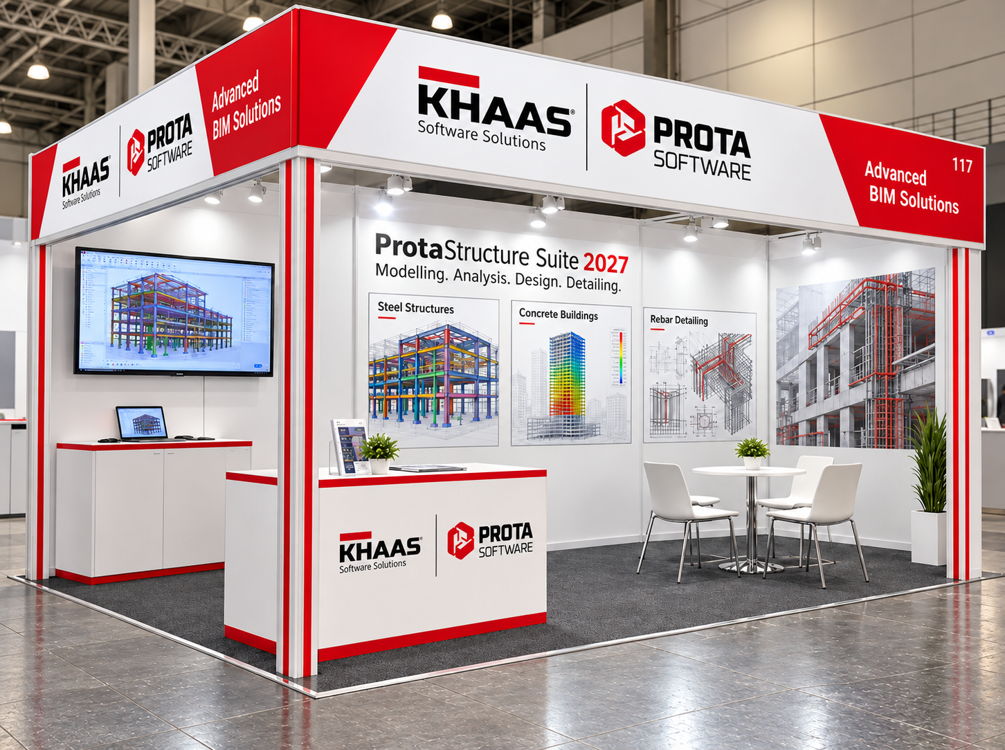 KHAAS and ProtaSoftware 12 square metre exhibition stall concept for Stall 117 at Steel Construction Expo 2026 in Mumbai