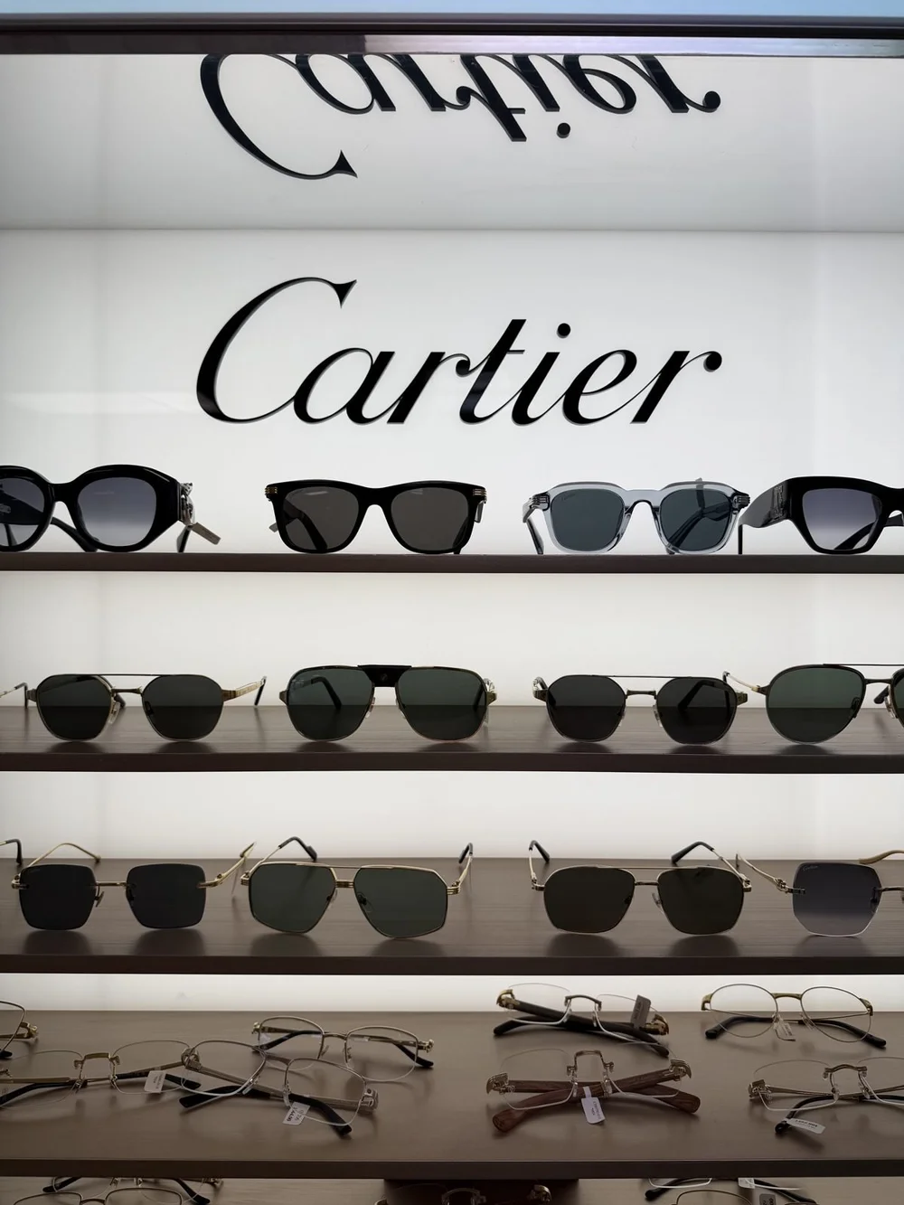 Cartier eyewear display at Opto-Réseau Duovision, Sherbrooke Street East, Montreal